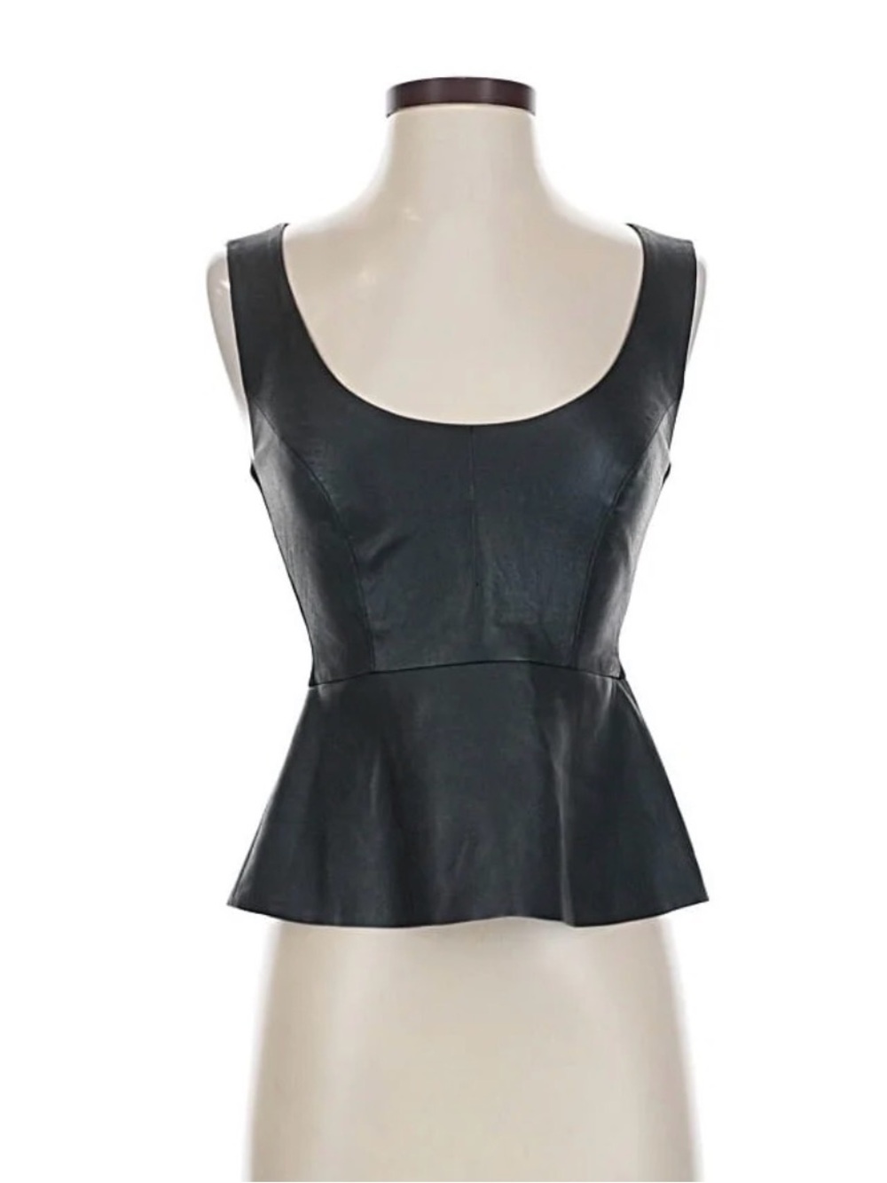 BCBG MAXAZRIA Black Faux Leather Peplum Camisole for Women